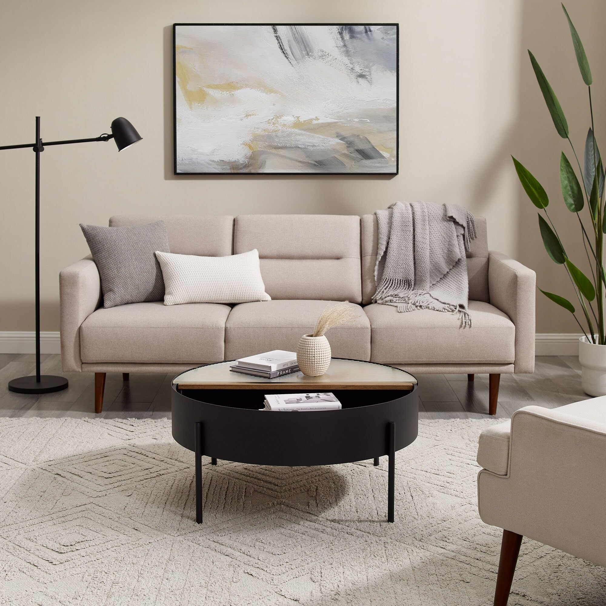 Middlebrook Fluted Glass-Top Drum Coffee Table | Bed Bath & Beyond