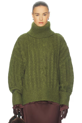 Helsa Claudiya Cable Turtleneck in Forest Green from Revolve.com | Revolve Clothing (Global)