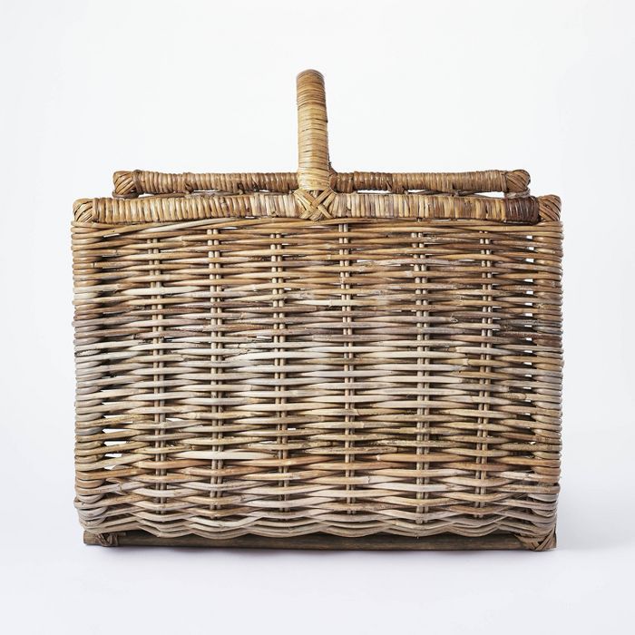 20&#34; x 15&#34; Rattan Woven Log Holder with Handle Gray/Natural - Threshold&#8482; designed wi... | Target