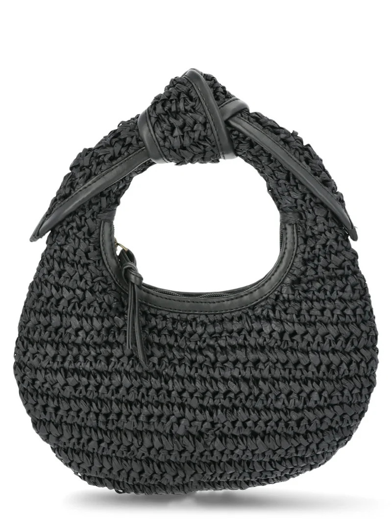 Time and Tru Women's Top Knot Mini Crescent Bag, Black | Walmart (US)