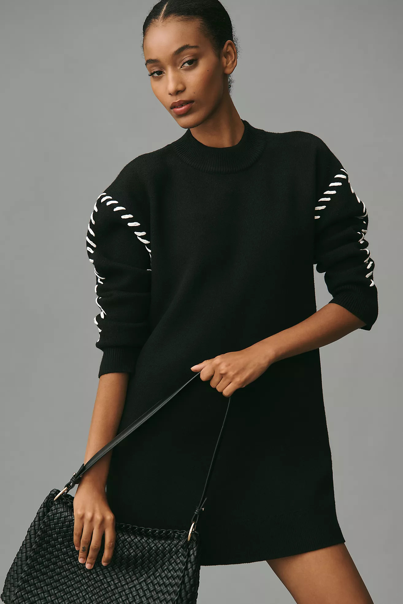 English Factory Long-Sleeve Whipstitch Knit Mini Dress | Anthropologie (US)