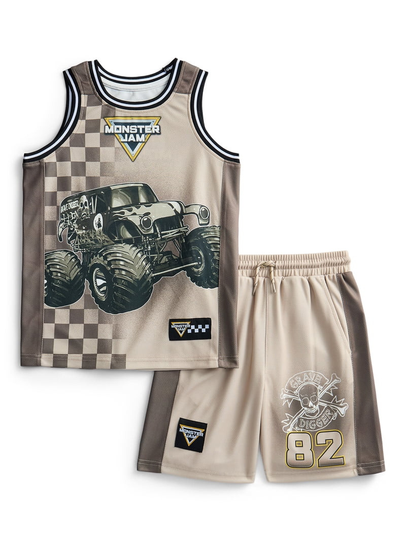 Monster Jam Boys Basketball Jersey and Shorts Set, 2-Piece, Sizes 4-12 | Walmart (US)