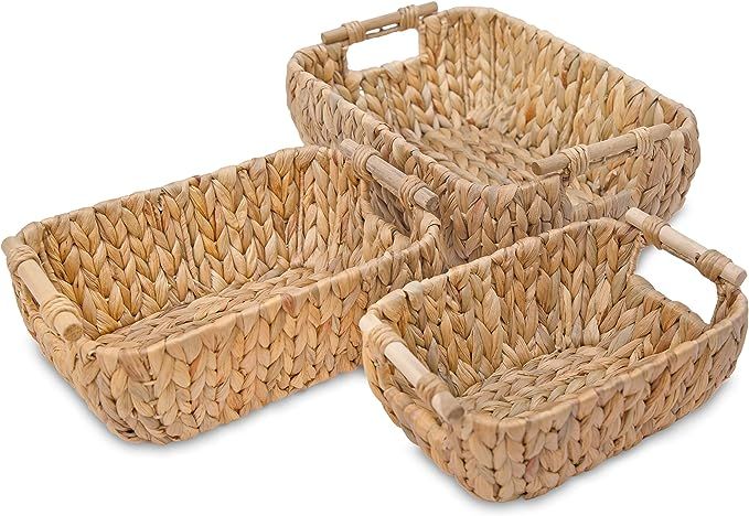 VATIMA Water Hyacinth Wicker Storage Baskets for Organizing, Wicker Baskets for Storage, Stackabl... | Amazon (US)