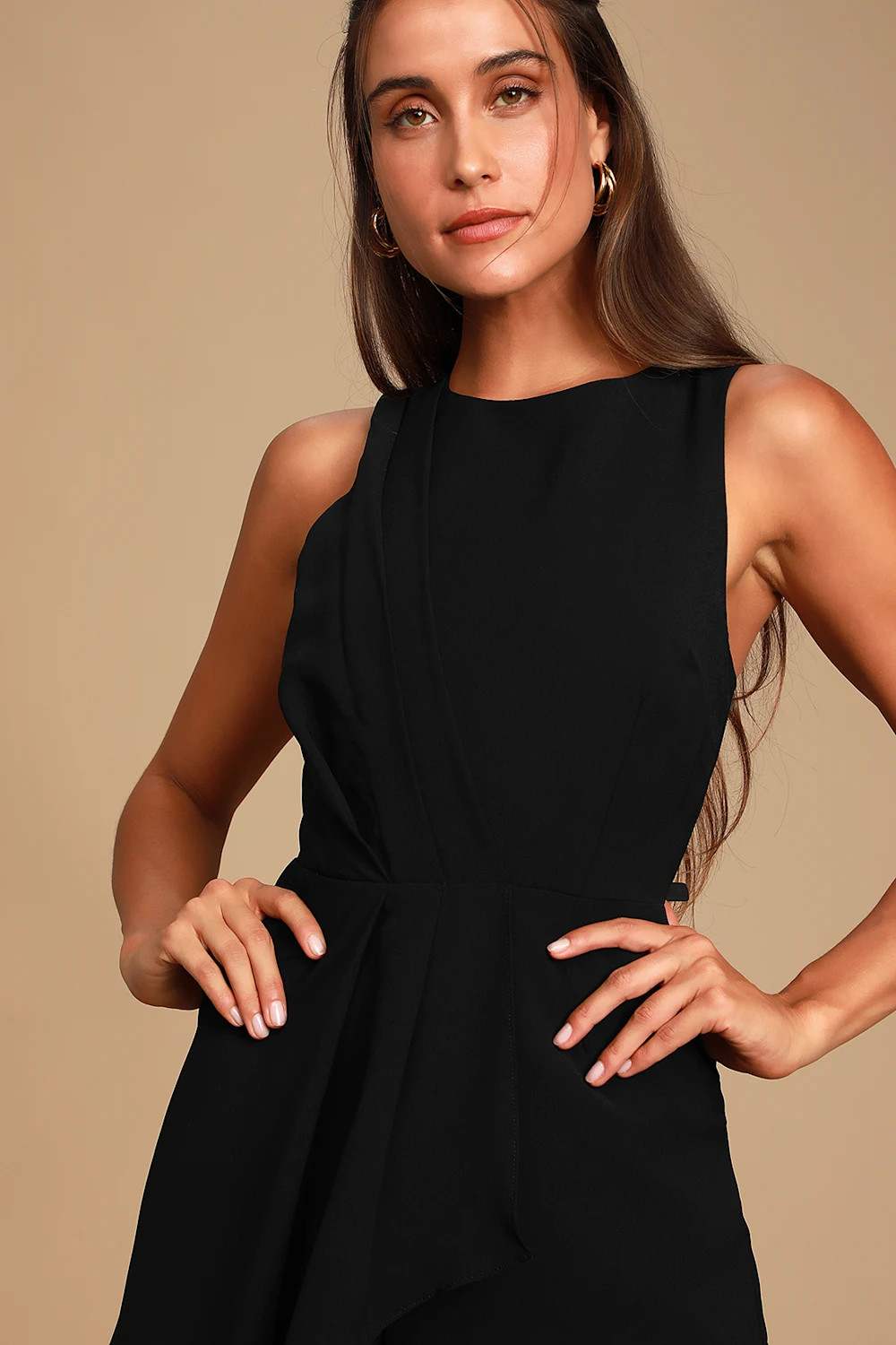 My Dear Black Pleated Sleeveless Romper | Lulus (US)