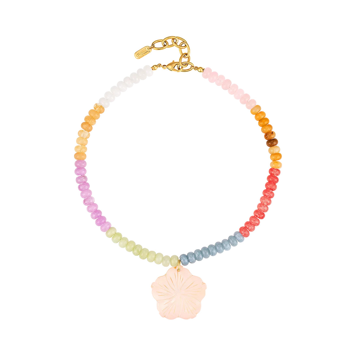 Pearl Rainbow Flower Necklace | Logan Tay
