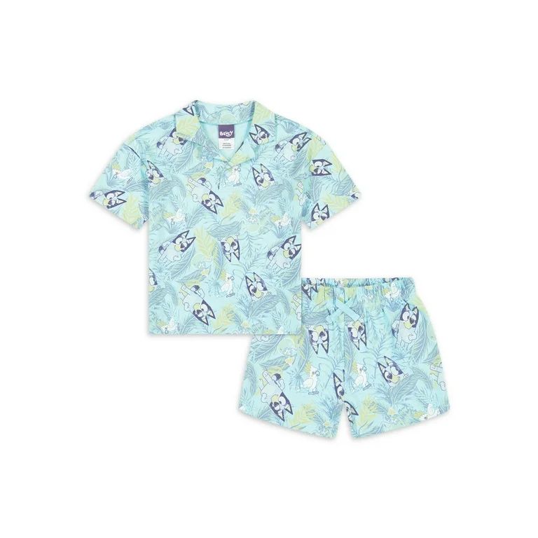 Bluey Toddler Boys’ Resort Shirt and Shorts Set, 2-Piece, Sizes 12M-5T | Walmart (US)