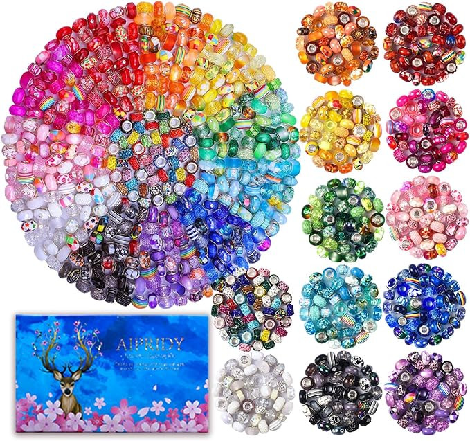 Aipridy 200 Pieces Assortment European Large Hole Beads Spacer Beads Rhinestone Craft Beads for D... | Amazon (US)