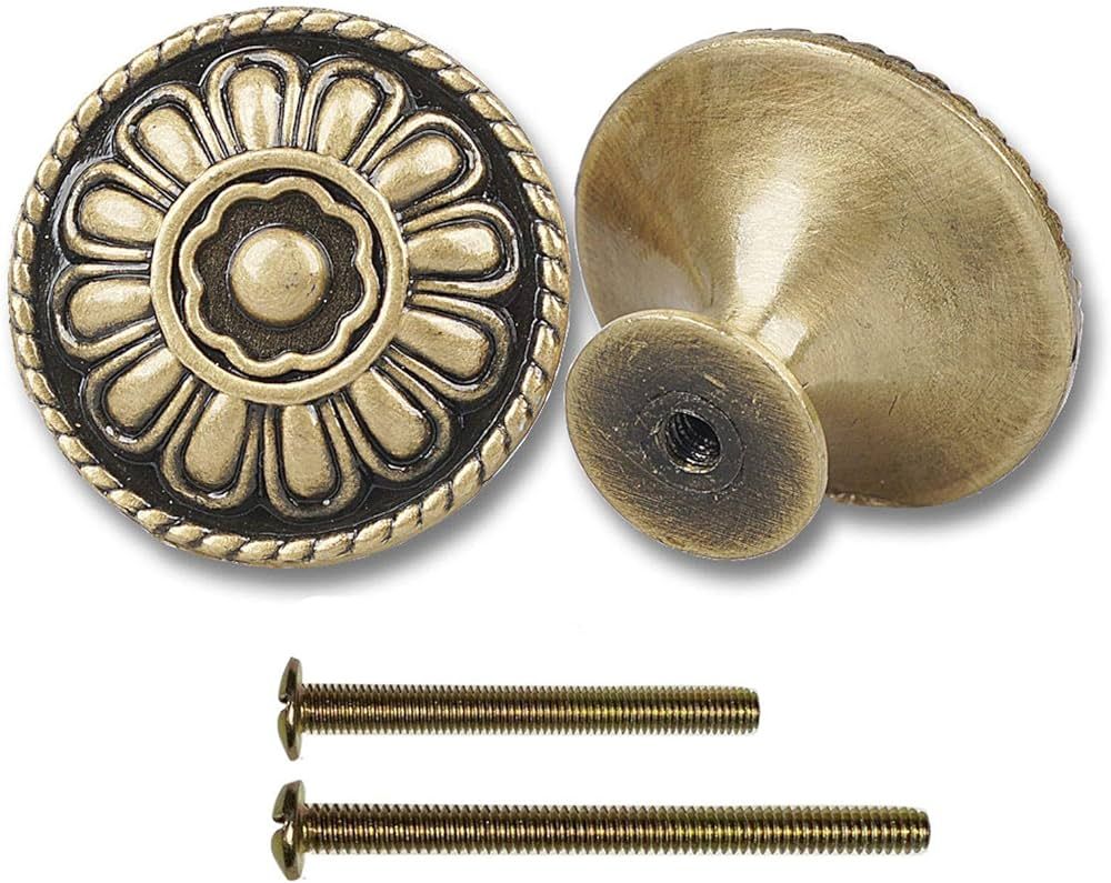 trust4care 4-Pack of Euro Style Kitchen Brushed Antique Brass Cabinet Knobs Pull - Vintage Aged D... | Amazon (US)