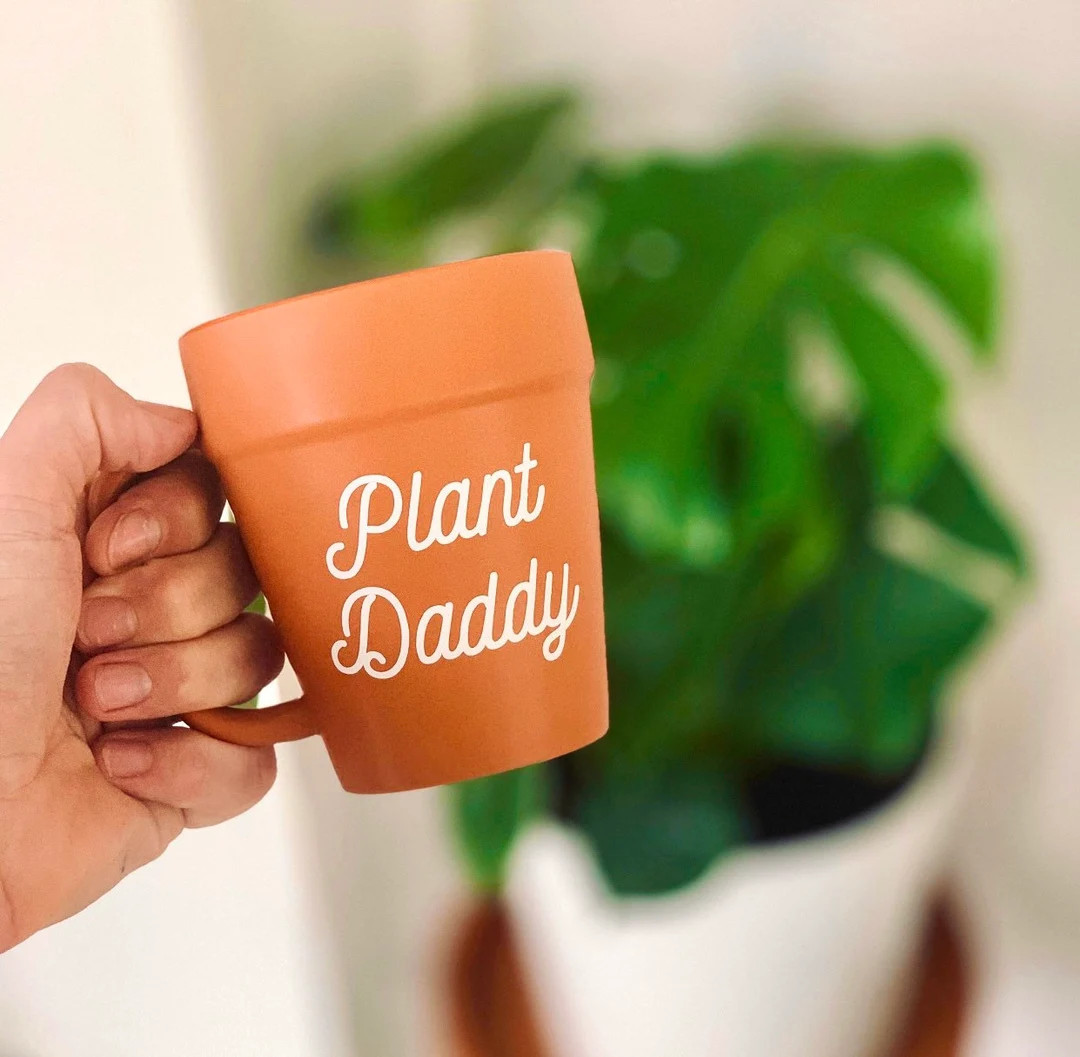Plant Daddy Cursive Terra-cotta Pot Mug | Gifts for Him | Christmas Gifts | Plant Gifts | Planter... | Etsy (US)