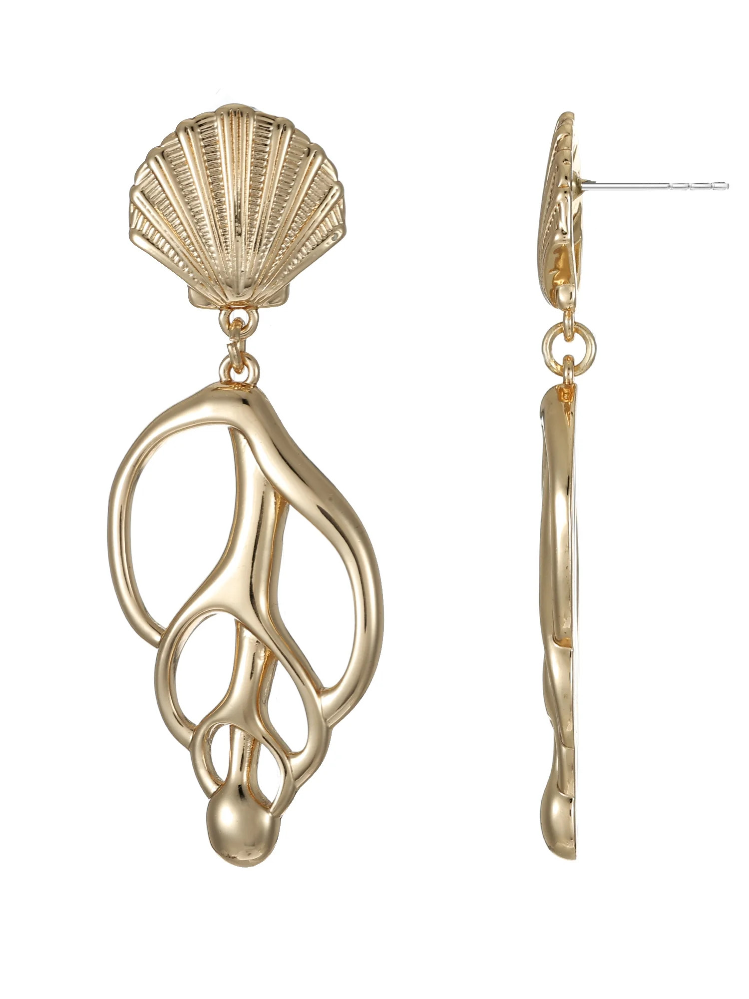 Time and Tru Gold Seashell Drop Earrings | Walmart (US)