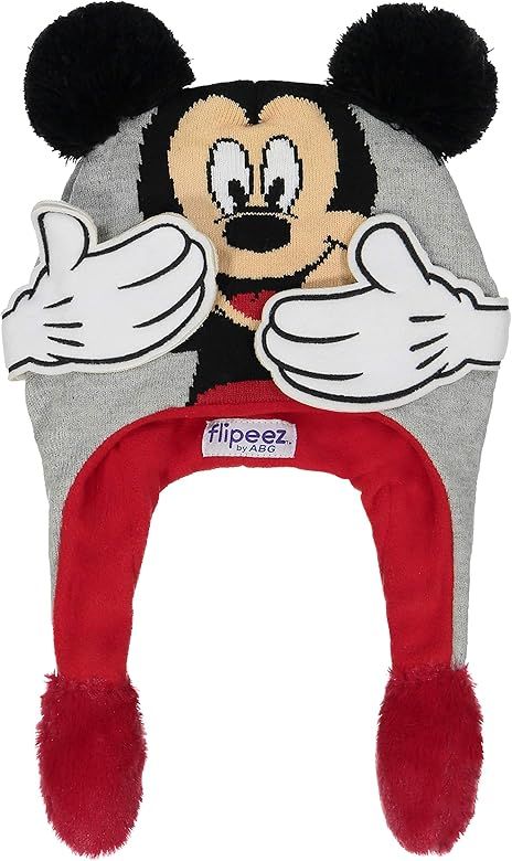 Winter Hat, Mickey Mouse Squeeze and Flap Fun Cold Weather Beanie for Kids, Gray, Little BOY Age ... | Amazon (US)