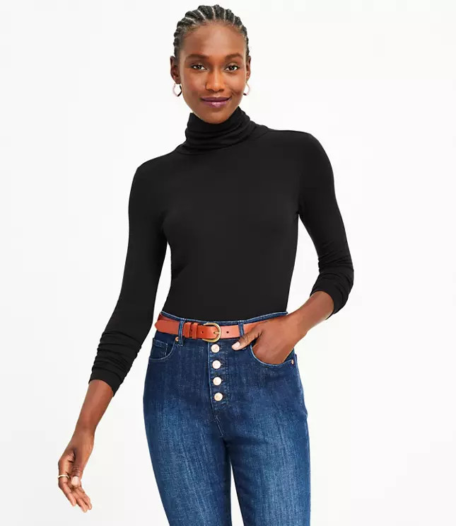 Refined Ribbed Turtleneck Top | LOFT