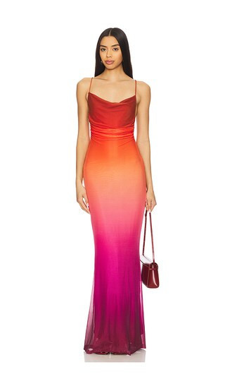 MINKPINK Cosima Ombre Mesh Maxi Dress in Orange. - size M | Revolve Clothing (Global)