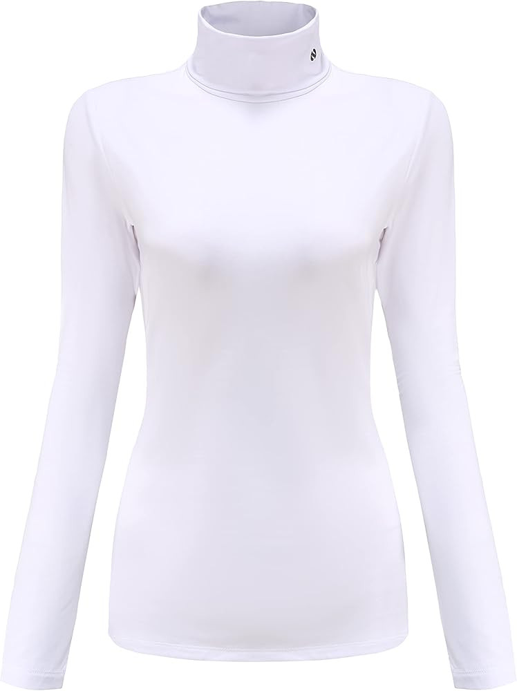 SSLR-Thermal-Shirts for-Women-Turtleneck Long Sleeve Tops Fleece Lined Winter Slim Fitted Mock Ne... | Amazon (US)