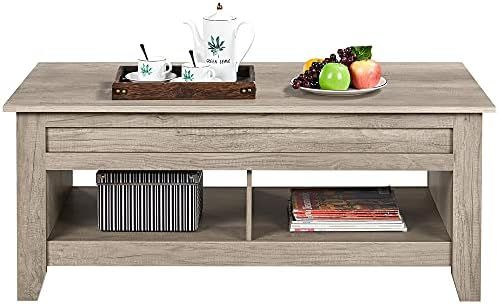 YAHEETECH Lift Top Coffee Table with Hidden Storage Compartment & Lower Shelf, Dining Table Farmh... | Amazon (US)