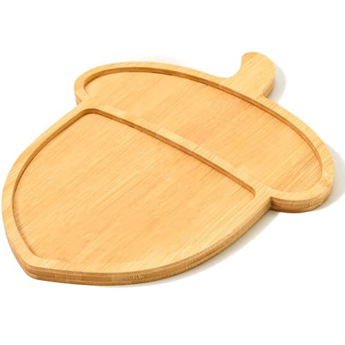 AWIZOM Acorn Shape Bamboo Serving Tray Thanksgiving Wooden Serving Platter Wood Snack Cheese Charcuterie Boards Wooden Acorn Dish Plate for Halloween Autumn Harvest Party Supplies,11.22x14.17x0.59 | Amazon (US)