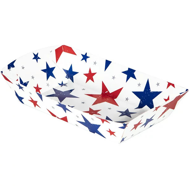 Disposable Paper Food Boat Tray 5.75" x 8.75", Red and Blue Stars on White, 8 Ct., Way to Celebra... | Walmart (US)