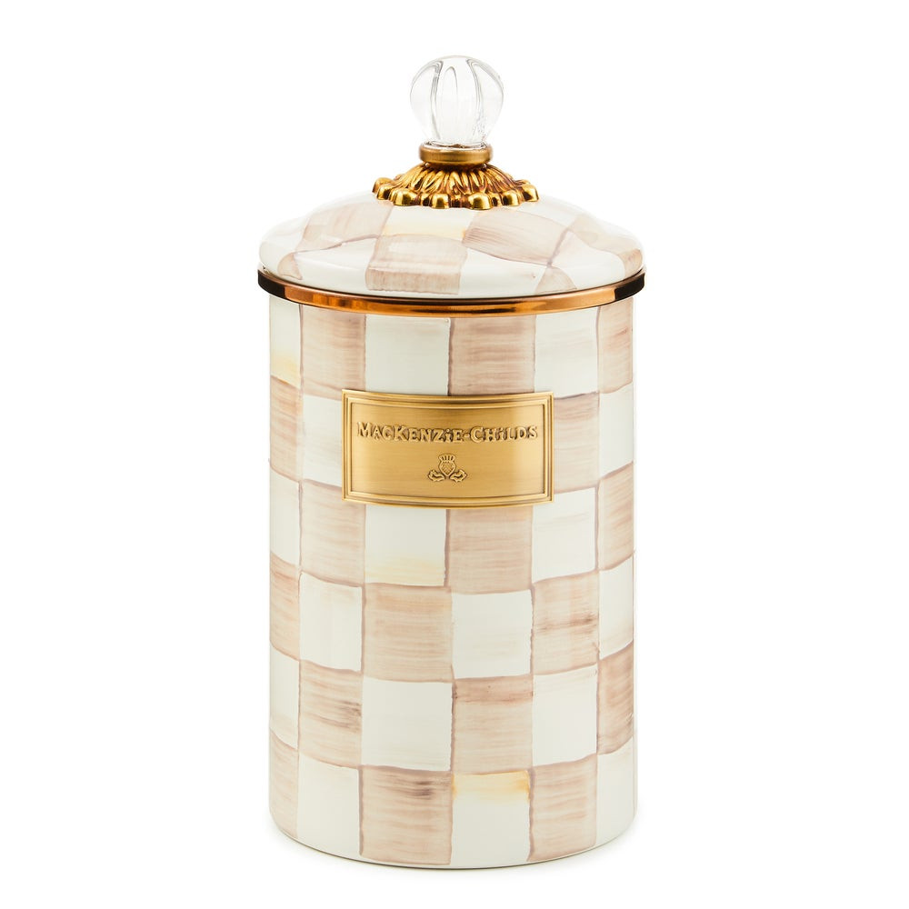 Mocha Check Large Canister | MacKenzie-Childs