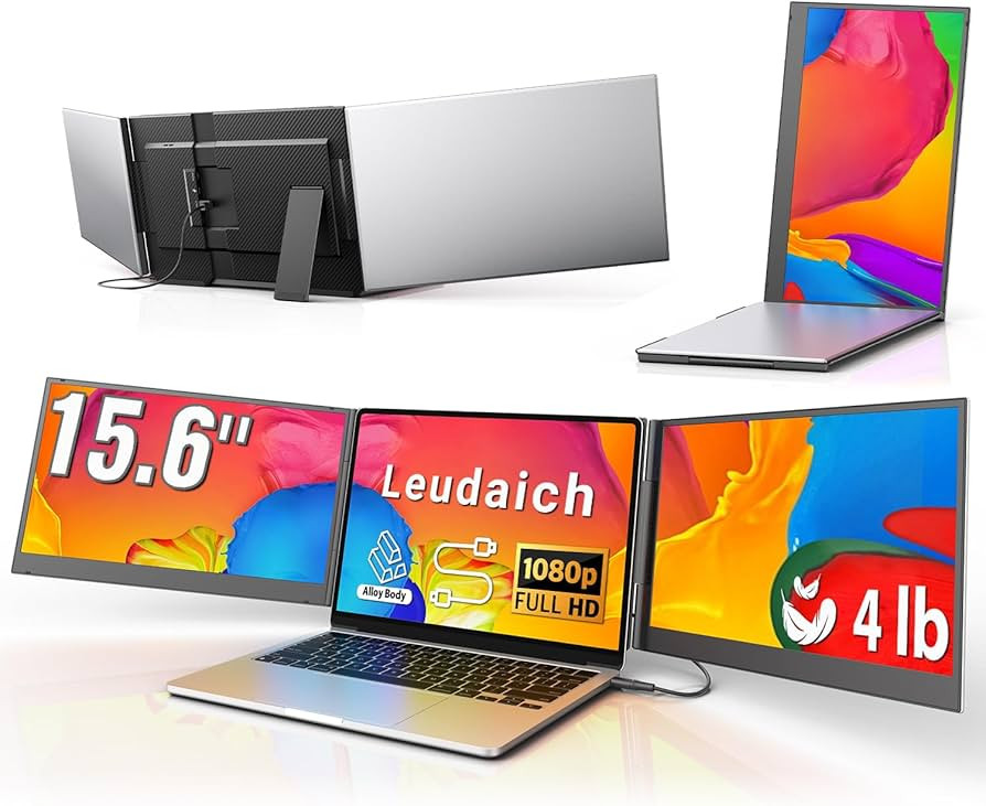 15.6'' Laptop Triple Screen Extender One Cable Connection, 1080P FHD IPS Portable Dual Monitor wi... | Amazon (US)