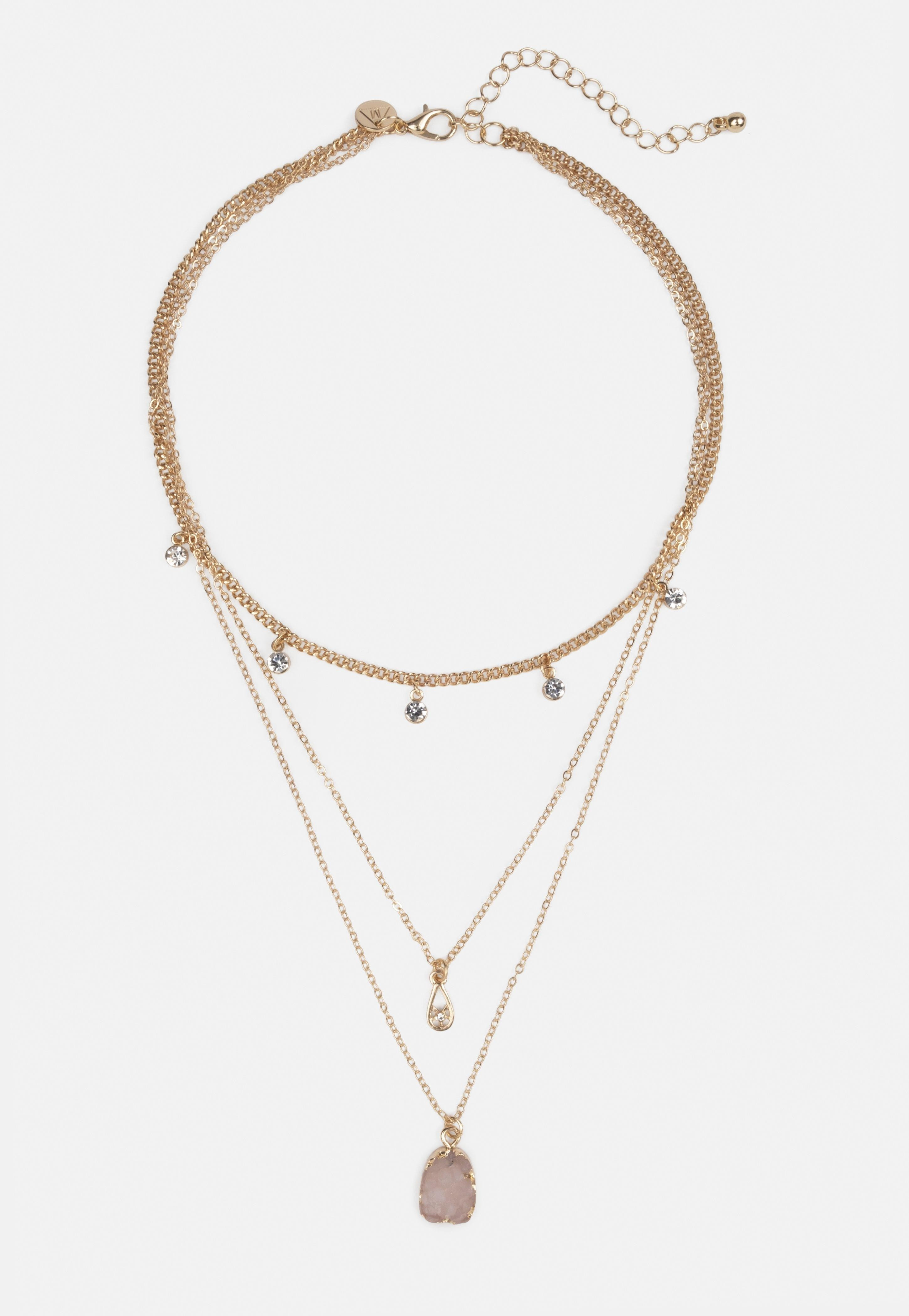 Gold Look Layered Blush Necklace | Missguided (US & CA)