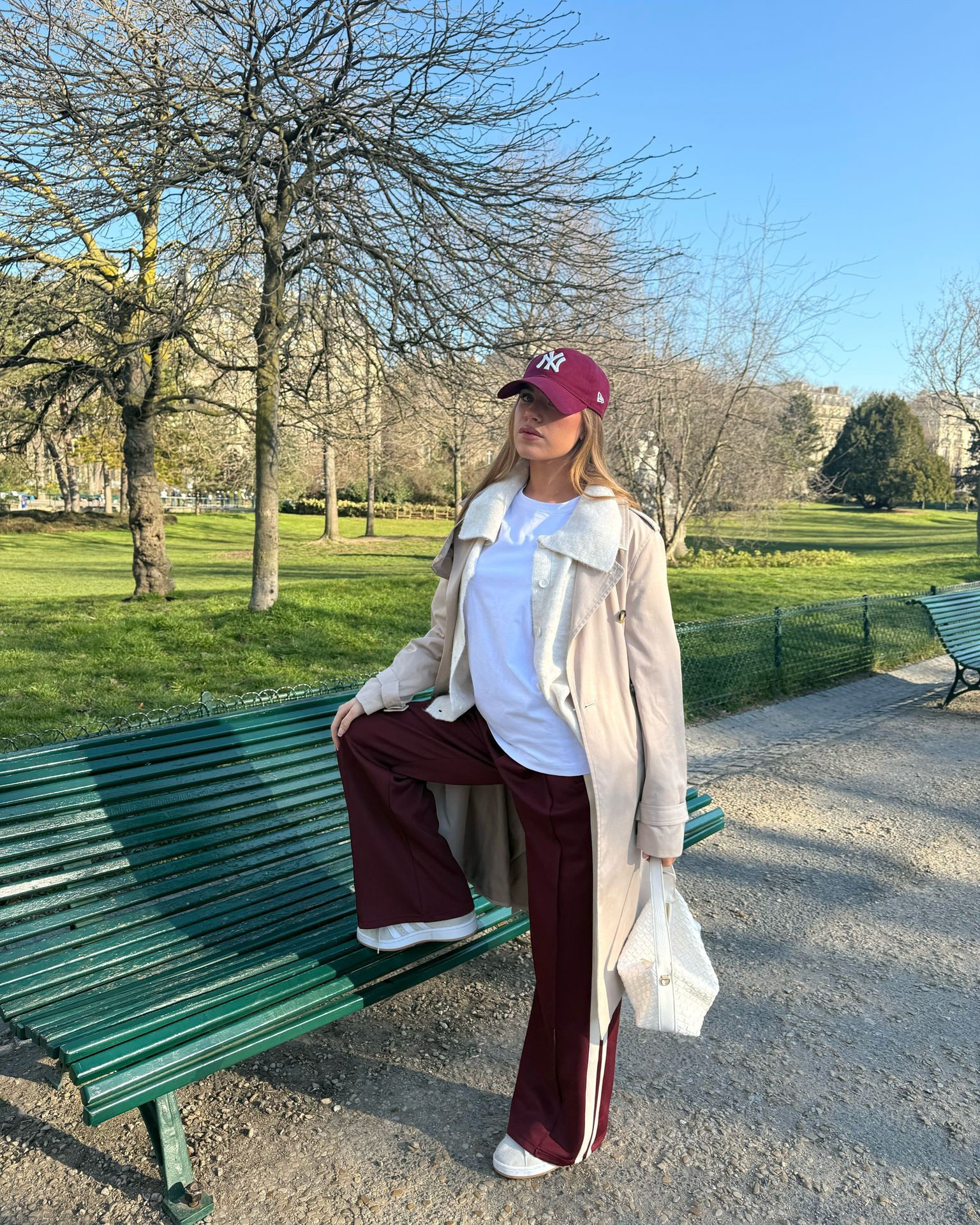 M&S trench coat, ASOS cardigan, Whitefox t shirt, Cernucci burgundy track pants, Adidas Campus trainers, New Era burgundy cap, spring outfit, Paris, PFW

#LTKspring #LTKeurope #LTKFashionMonth