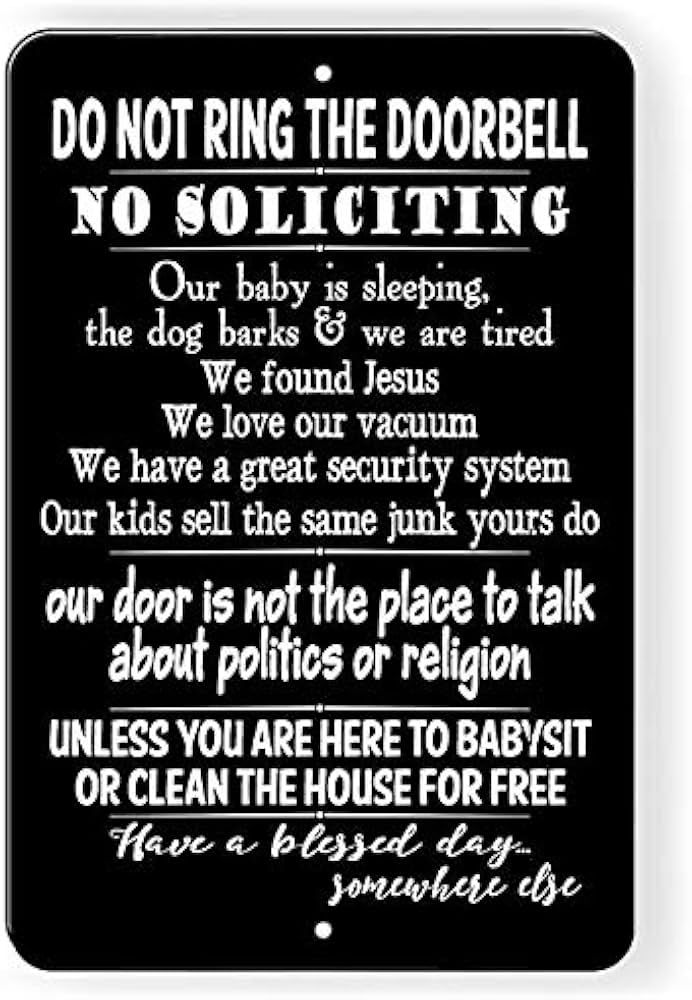 ZMKDLL Do Not Ring Bell No Soliciting Baby Sleeping Funny Metal Sign 12"x8" | Amazon (US)