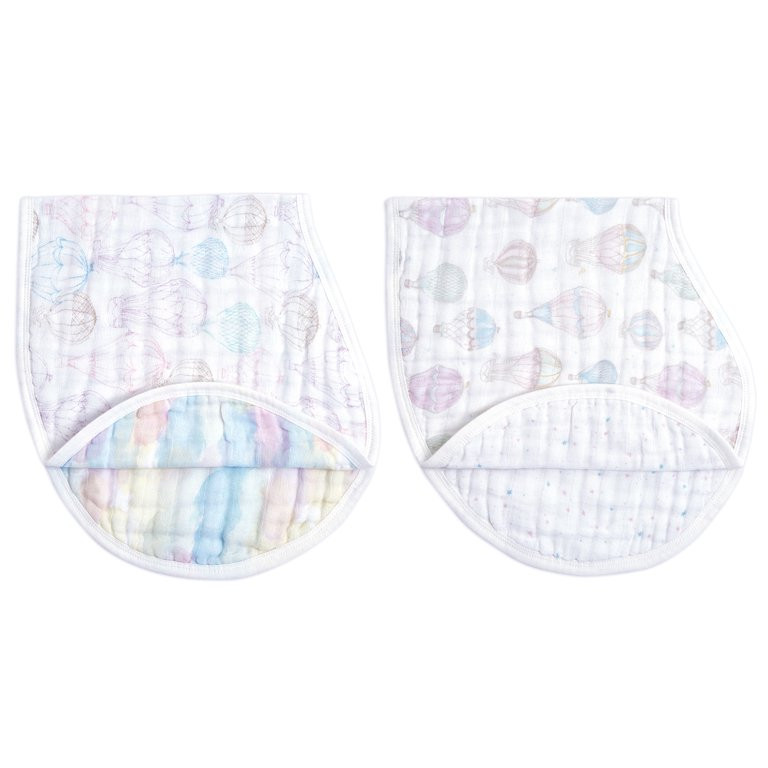 aden + anais™ Organic Cotton Muslin Burpy Bibs, Pink Above the Clouds, Girl, 2-pack | Walmart (US)