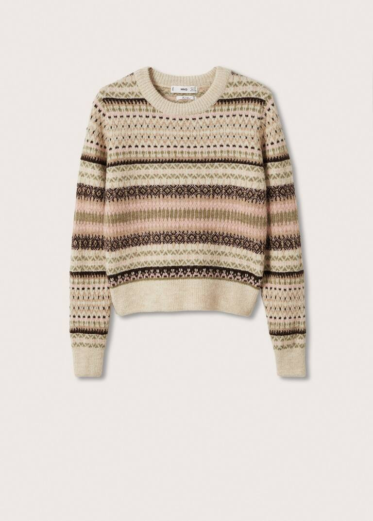 Print knit cotton sweater -  Women | Mango United Kingdom | MANGO (UK)