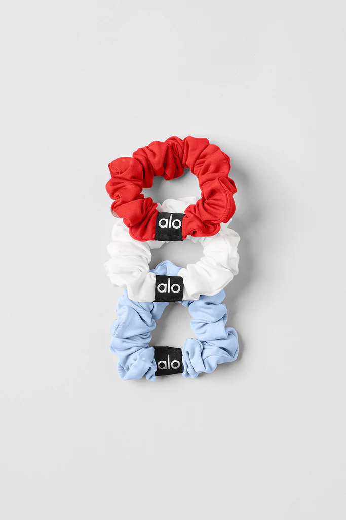 Fresh Mini Scrunchie 3-Pack - Red Hot Summer/White/Seashell Blue | Alo Yoga (US)