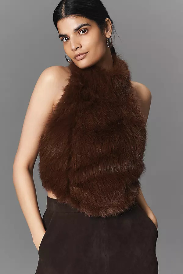 Bardot Julietta Faux-Fur Halter Top | Anthropologie (US)