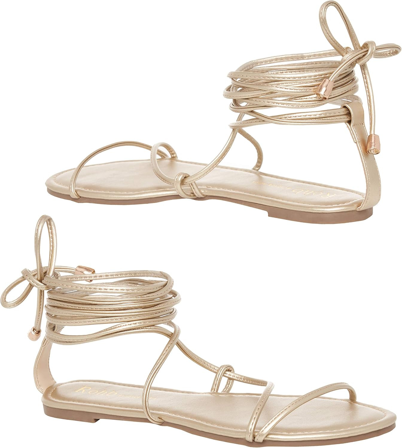 Rohb By Joyce Azria Getty Strappy Lace Up Gladiator Flat Summer Sandal | Amazon (US)