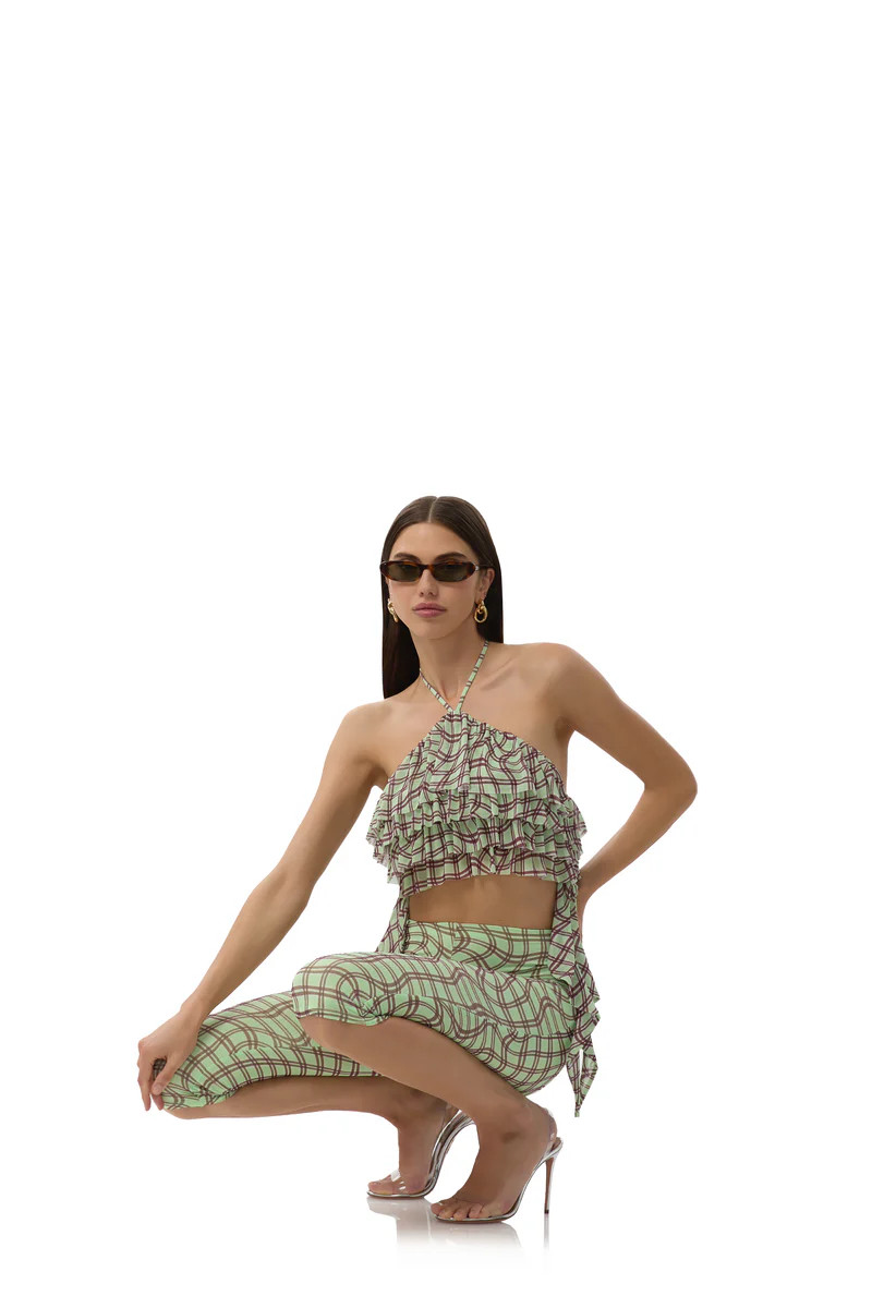Agia Top - Mint Plaid | ShopAFRM