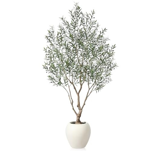 SOGUYI Olive Trees Artificial Indoor, 8 Feet Tall Faux Olive Tree with Round Artisan Planter, Premium Handmade, Realistic Trunk & Lifelike Leaves, Perfect for Large Spaces & Elegant Home/Office Decor | Amazon (US)