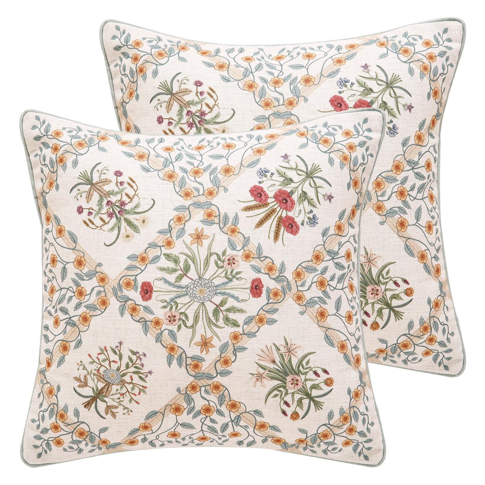 ISAENNE Design Linen Square Vintage Throw Pillow Covers 18"x18" Pack of 2, Brick Red Cushion Cove... | Amazon (US)