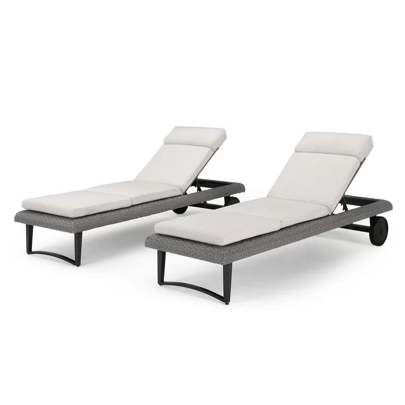 Deleon 83'' Long Reclining Chaise Lounge Set with Cushions (Set of 2) | Wayfair North America
