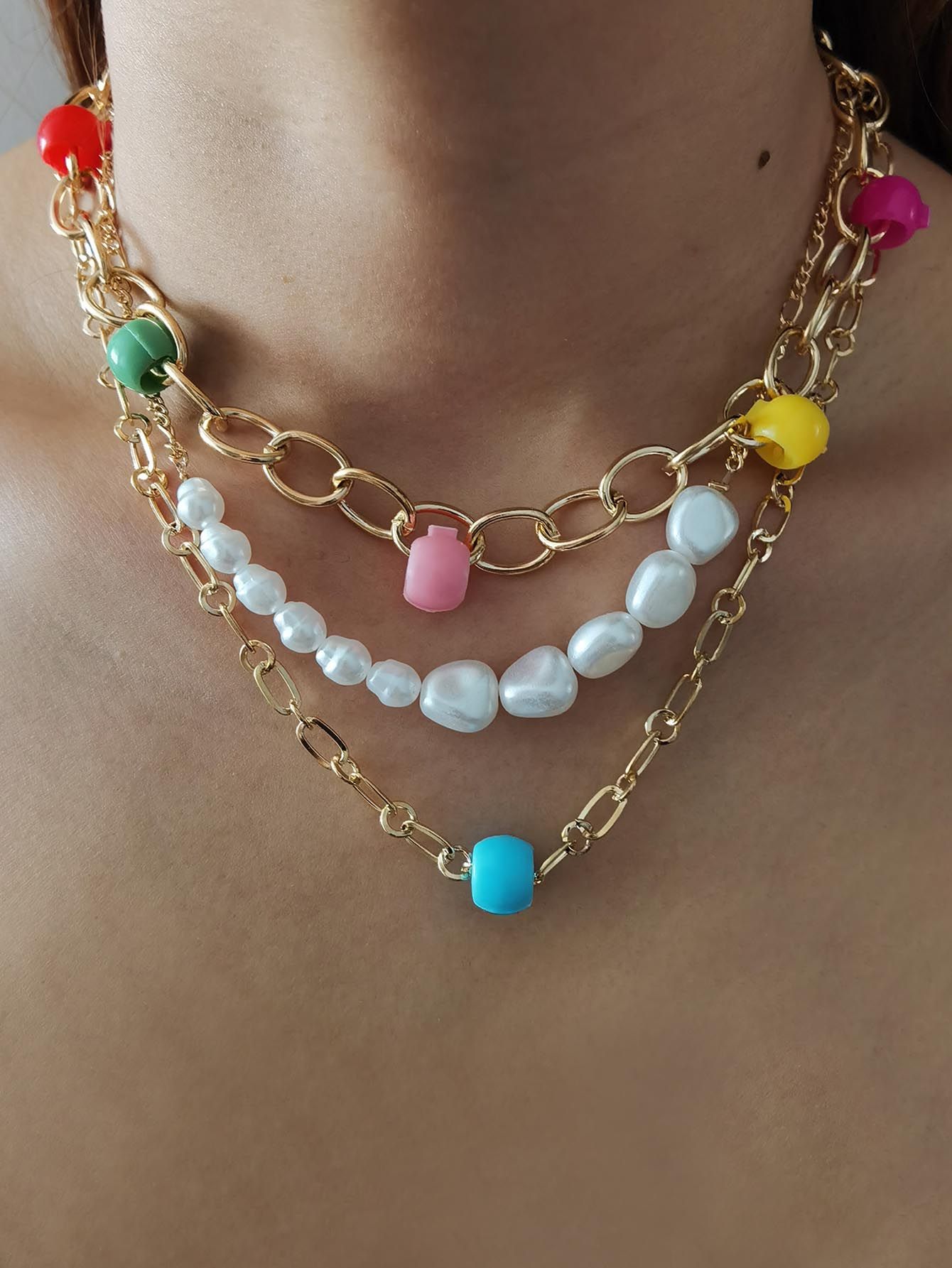 Faux Pearl Decor Layered Necklace | SHEIN