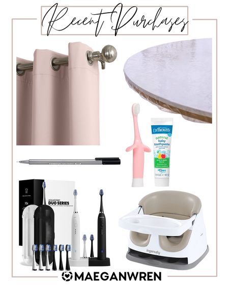 Recent amazon purchases, blush pink curtains, table top plastic cover, booster feeding seat, toddler toothbrush, aquasonic duo series rechargeable toothbrushes, felt tip pens for Bible studies, Amazon finds, affordable lifestyle

#LTKunder100 #LTKhome #LTKbaby