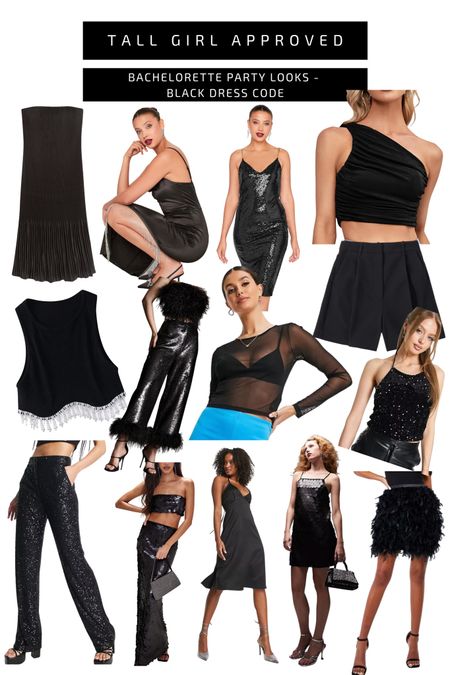 Tall girl approved bachelorette party outfits for an all black dress code. 

#LTKunder100 #LTKwedding #LTKunder50