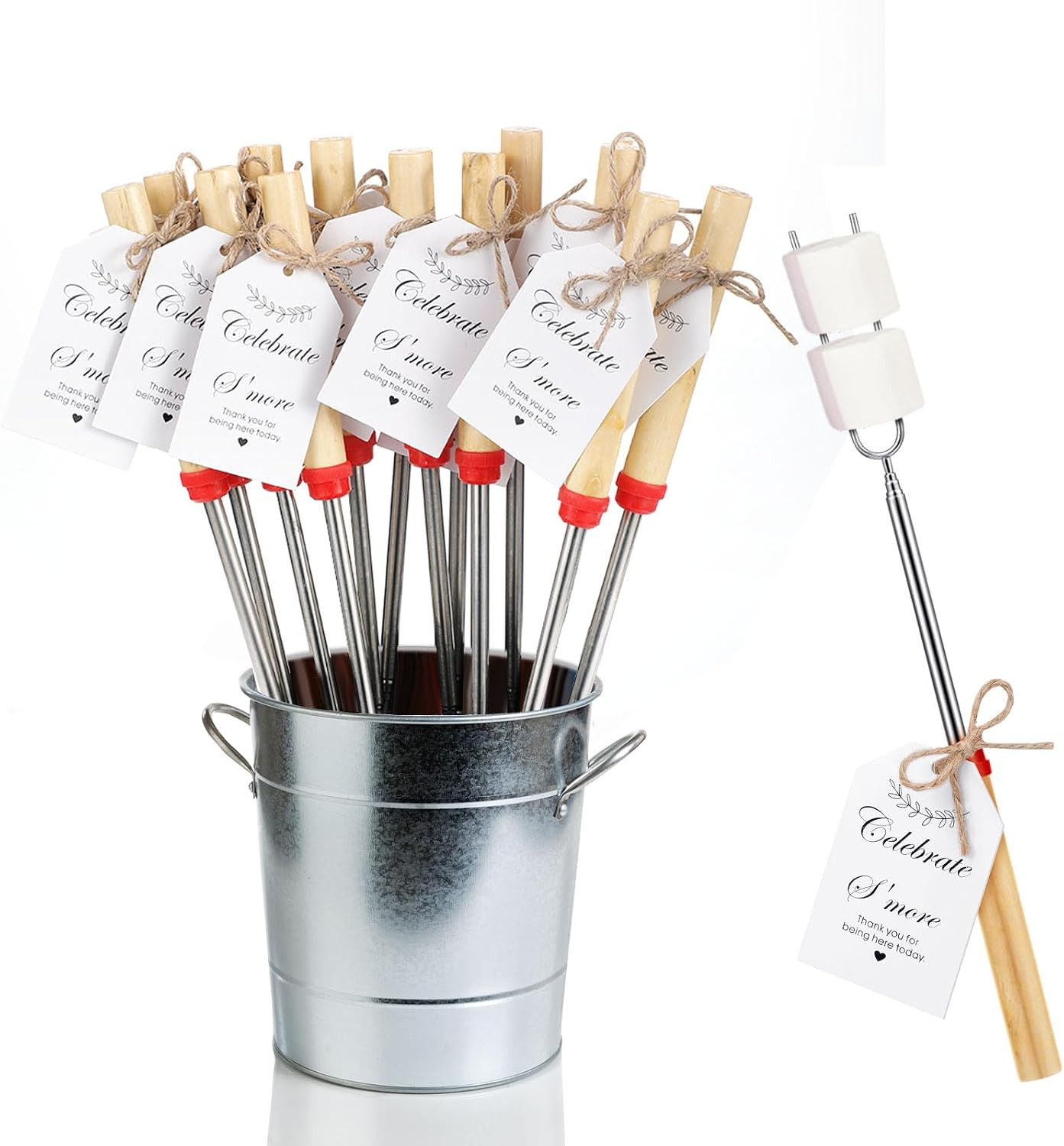 12 Sets S'mores Sticks Kit Extendable Roasting Cotton Candy Stick | Amazon (US)