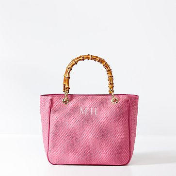 Bamboo Raffia Elisabetta Midi Handbag | Mark and Graham