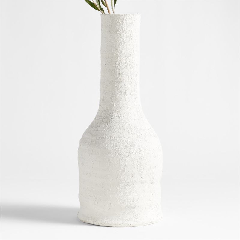 Villa White Bottle Ceramic Vase 20" + Reviews | Crate & Barrel | Crate & Barrel