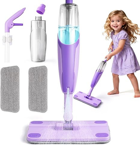 Purple Mini Spray Mop for Toddler-Montessori Cleaning Toy That Real Spray Water,Pretend Playhouse... | Amazon (US)
