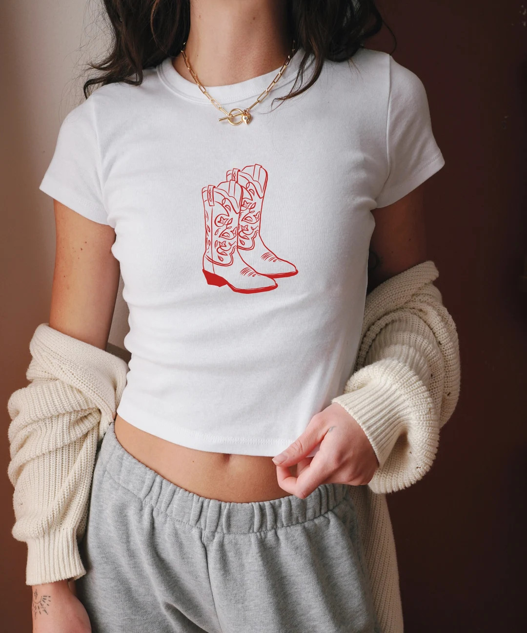 Cowboy Boots Baby Tee, Y2k Baby Tee, Downtown Girl Aesthetic, 90s Baby Tee, Southern Girl, Countr... | Etsy (US)