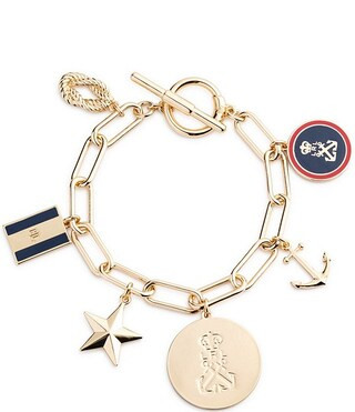 Lauren Ralph Lauren Gold Tone Navy Charm Flex Line Bracelet | Dillard's | Dillard's