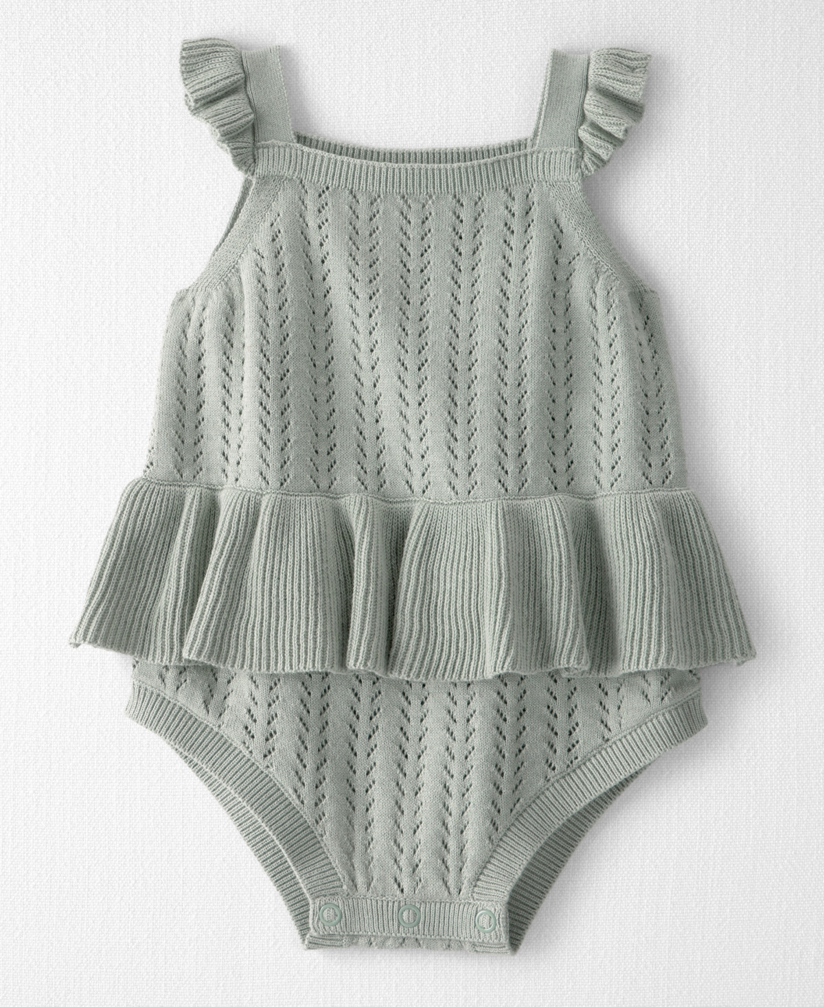 Little Planet by Carters Baby Girls' Knit Square Neck Bubble Romper - Green | Macy's
