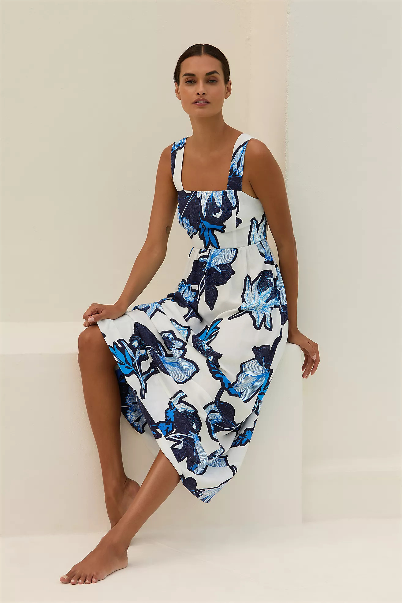 Stateside Tropical Floral Linen Maxi Dress | Anthropologie (US)