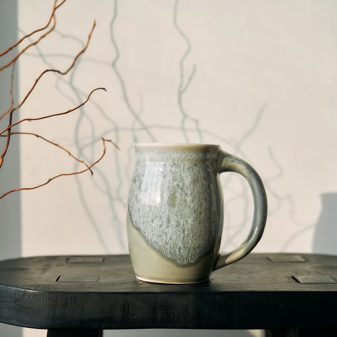 Large handle Mug, Free shipping, Handmade, 16 oz mug, Julia E. Dean | Etsy (US)