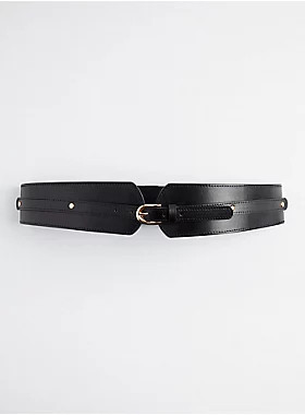 Stretch Waist Buckle Belt - Faux Leather Black | Torrid (US & Canada)