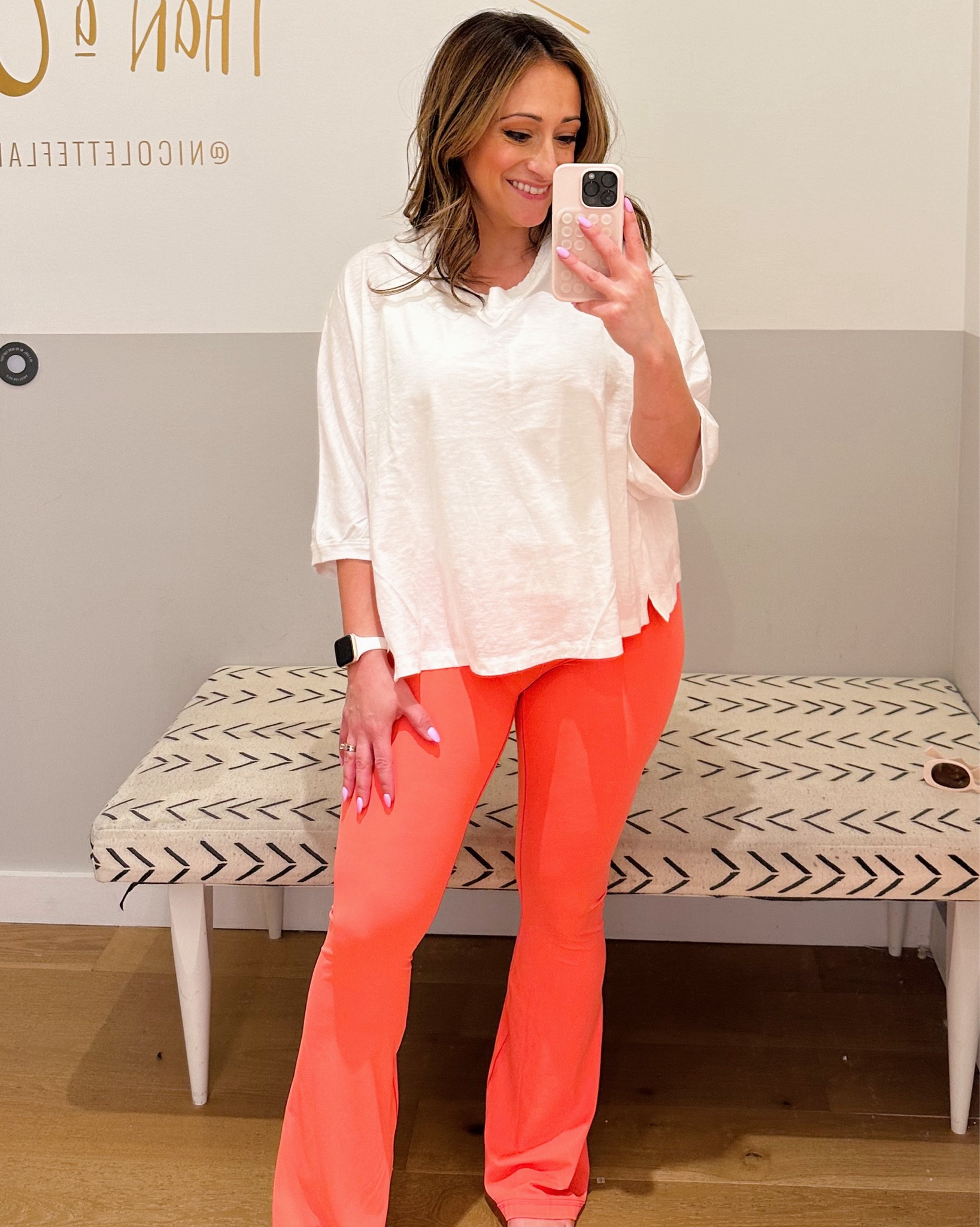 AERIE
Wearing Small in tops
Wearing Small Reg in leggings- and would prefer to order the Small Short size online 

#LTKSaleAlert #LTKActive #LTKFindsUnder50