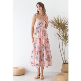 Blush Bouquet Printed Tie-Strap Maxi Dress | Chicwish